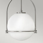 Quintiesse Somerset Medium Pendant in Brushed Nickel with Opal Shade