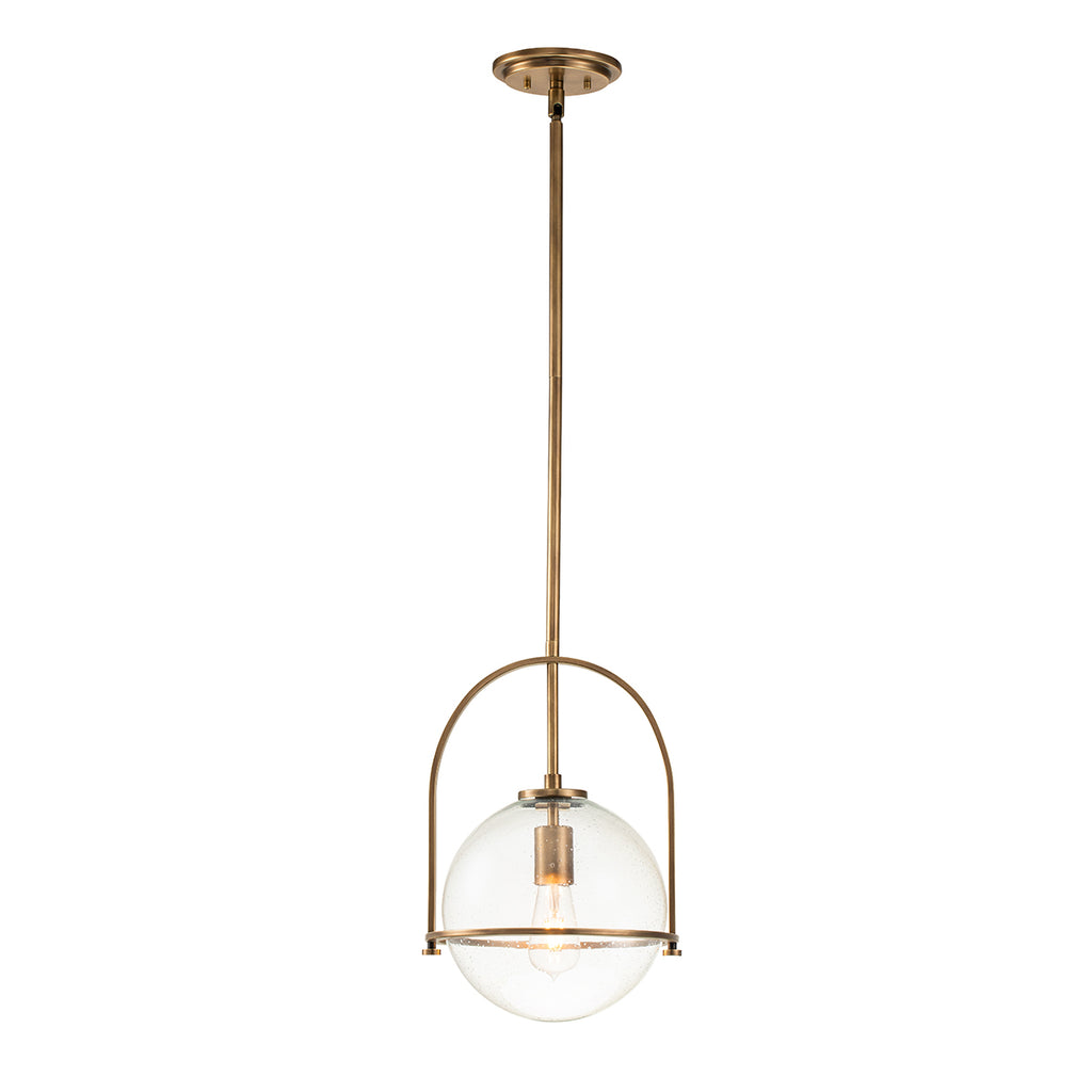 Quintiesse Somerset Medium Pendant in Heritage Brass with Clear Shade