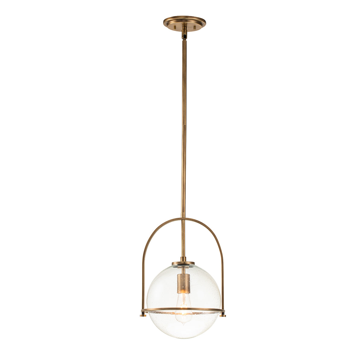 Quintiesse Somerset Medium Pendant in Heritage Brass with Clear Shade