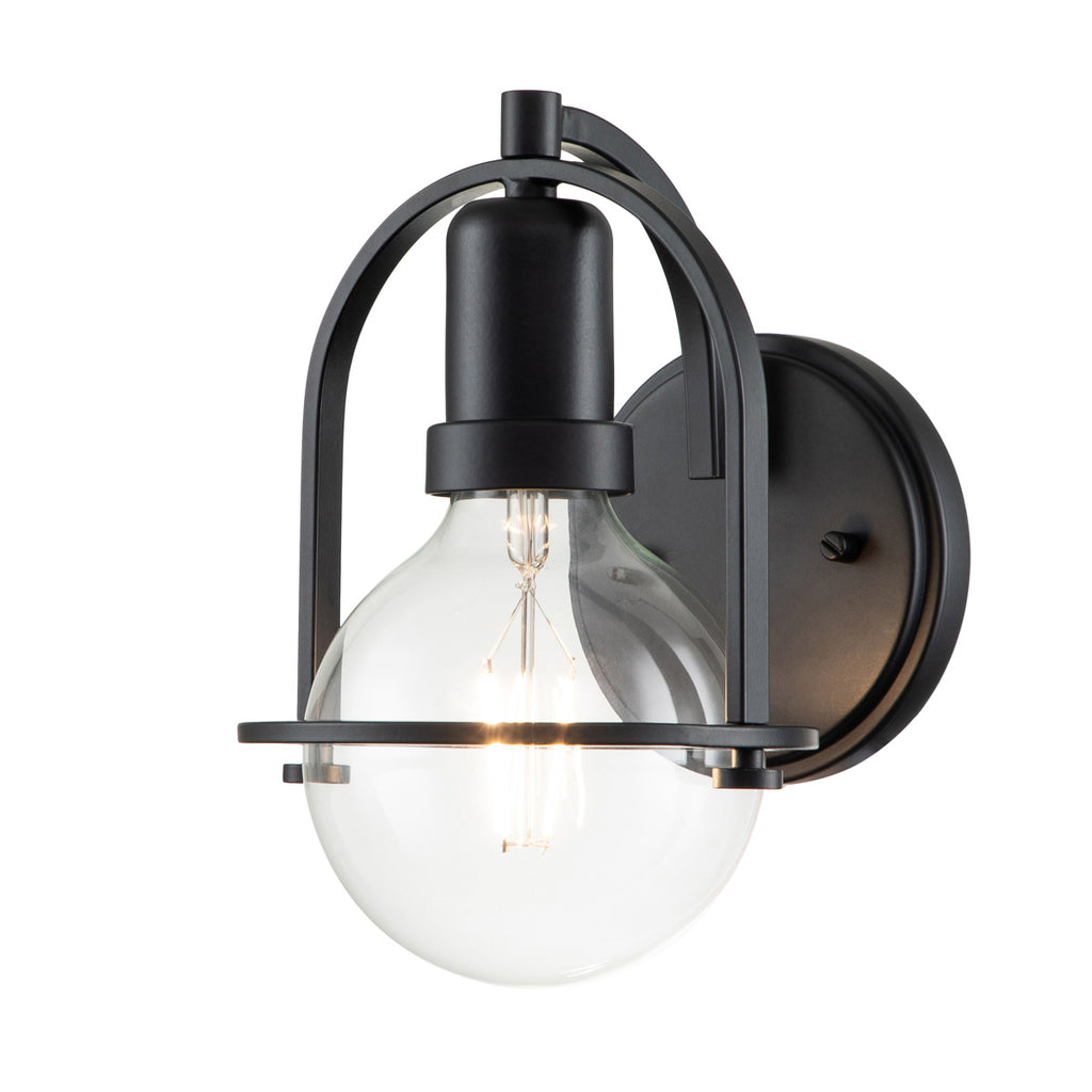 Quintiesse Somerset Wall Light in Black with Clear Shade