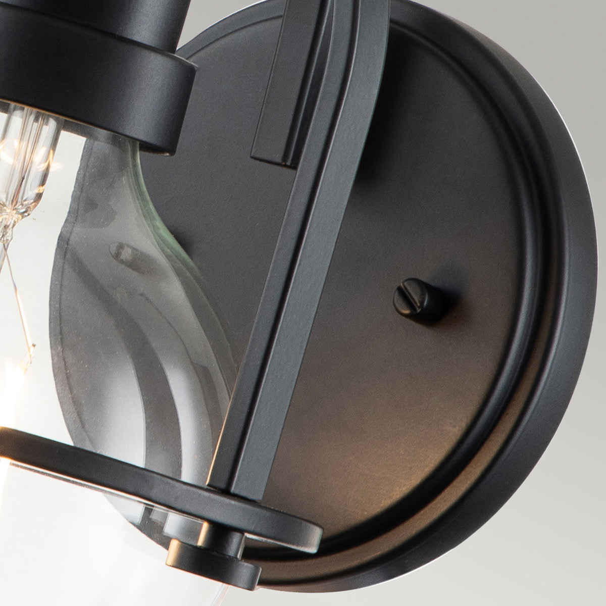 Quintiesse Somerset Wall Light in Black with Clear Shade