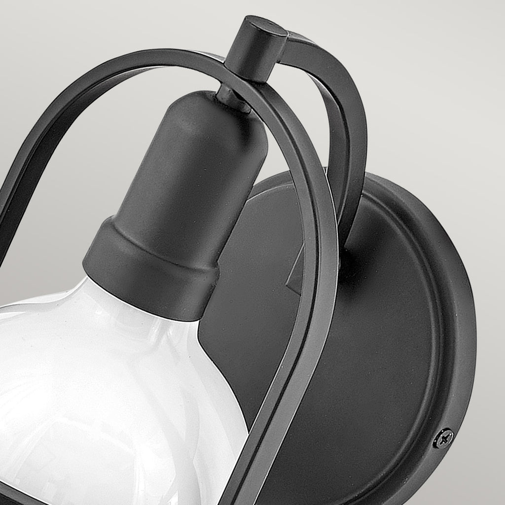 Quintiesse Somerset Wall Light in Black with Opal Shade