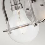 Quintiesse Somerset Wall Light in Brushed Nickel with Clear Shade