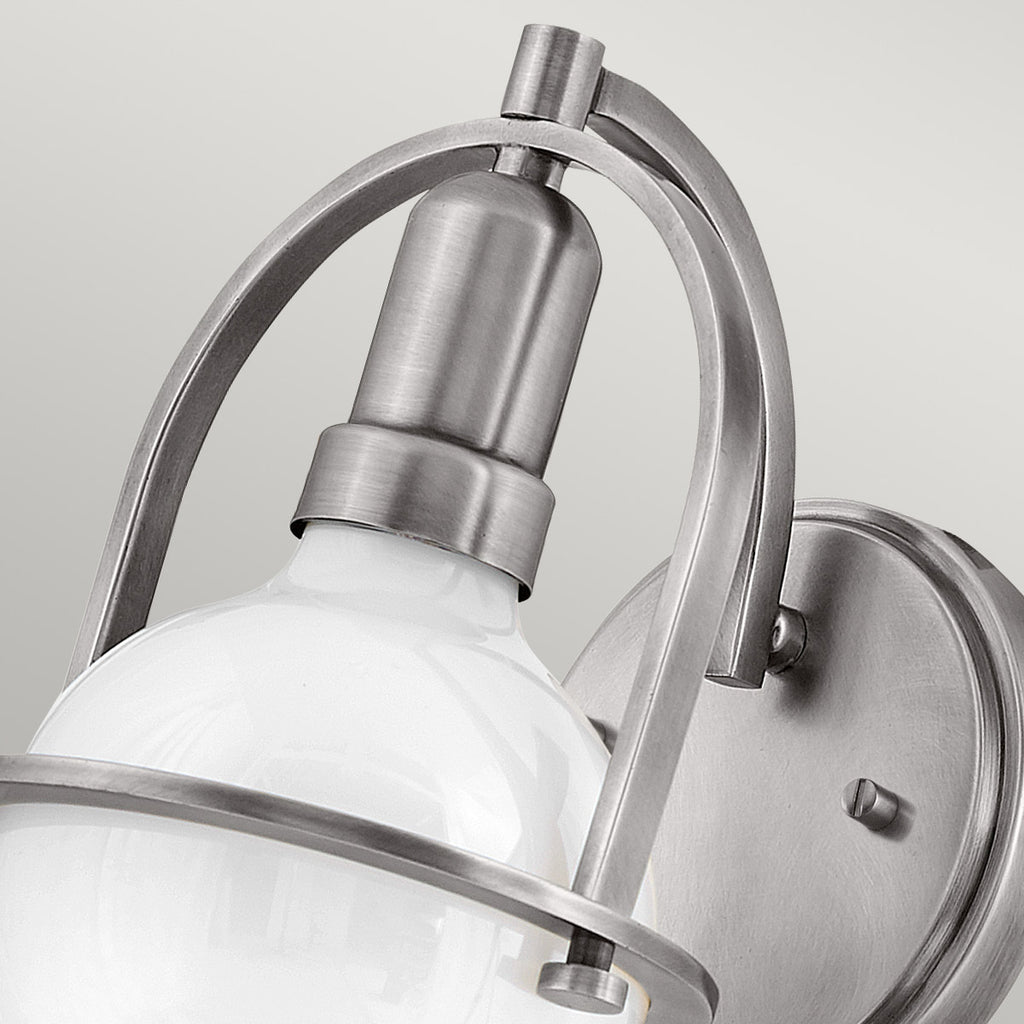 Quintiesse Somerset Wall Light in Brushed Nickel with Opal Shade