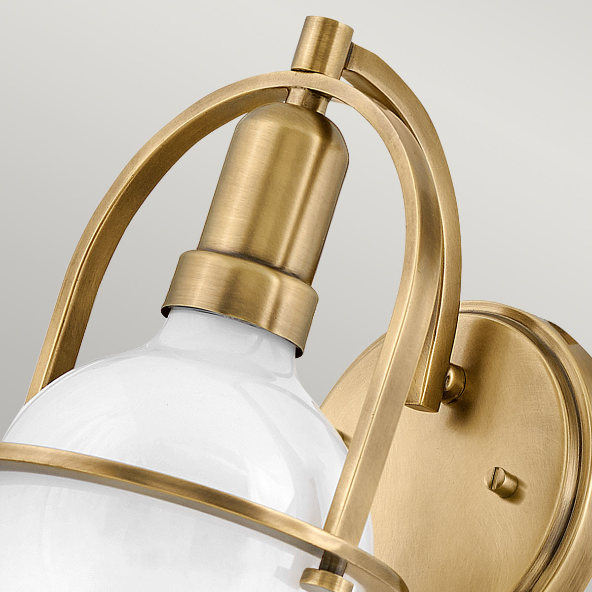 Quintiesse Somerset Wall Light in Heritage Brass with Opal Shade