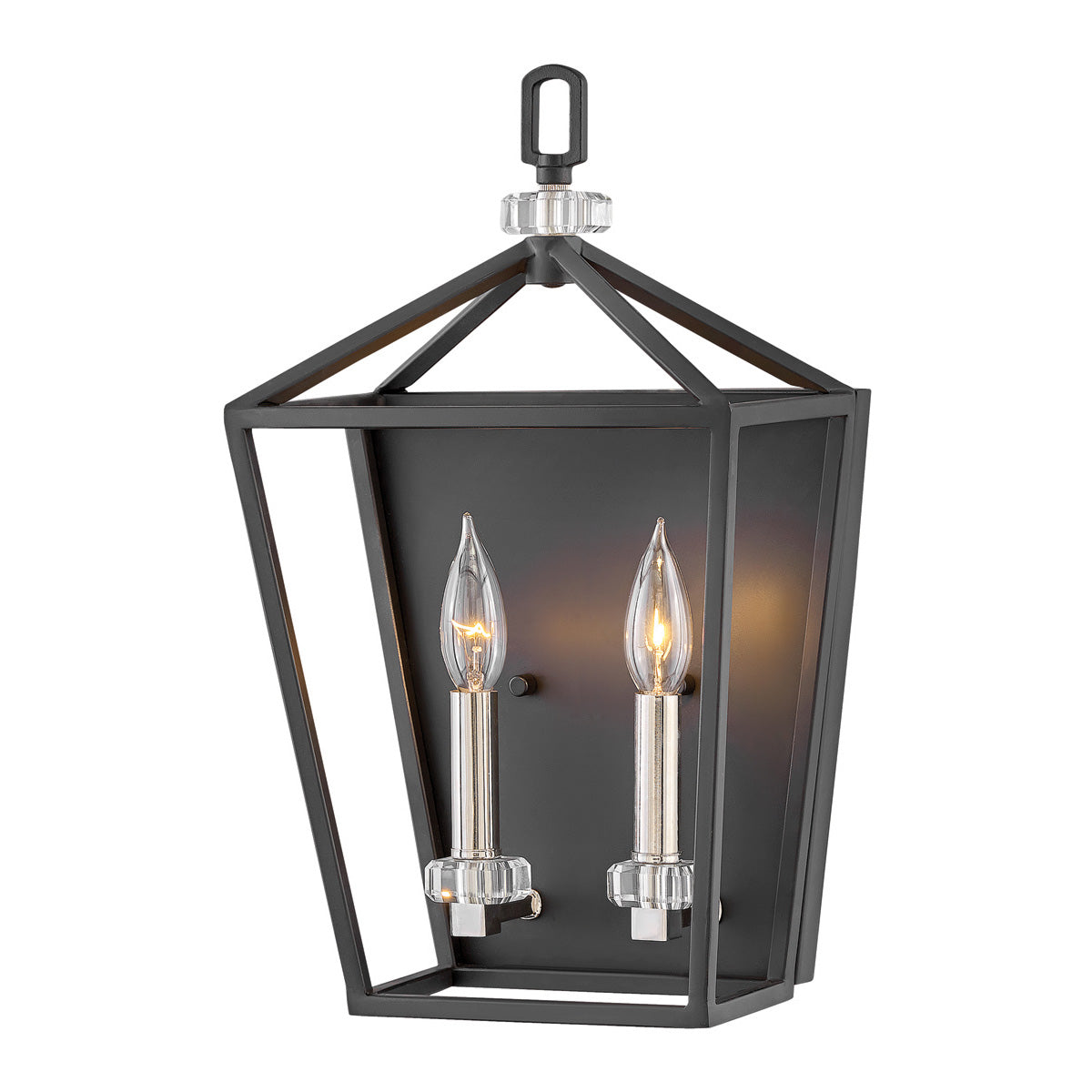 Quintiesse Stinson 2 Light Wall Light in Black with Polished Nickel