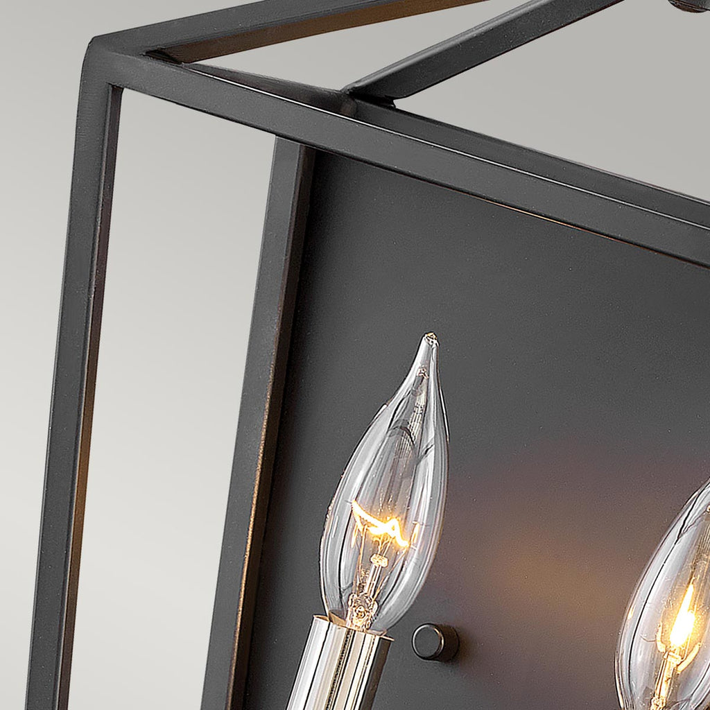 Quintiesse Stinson 2 Light Wall Light in Black with Polished Nickel