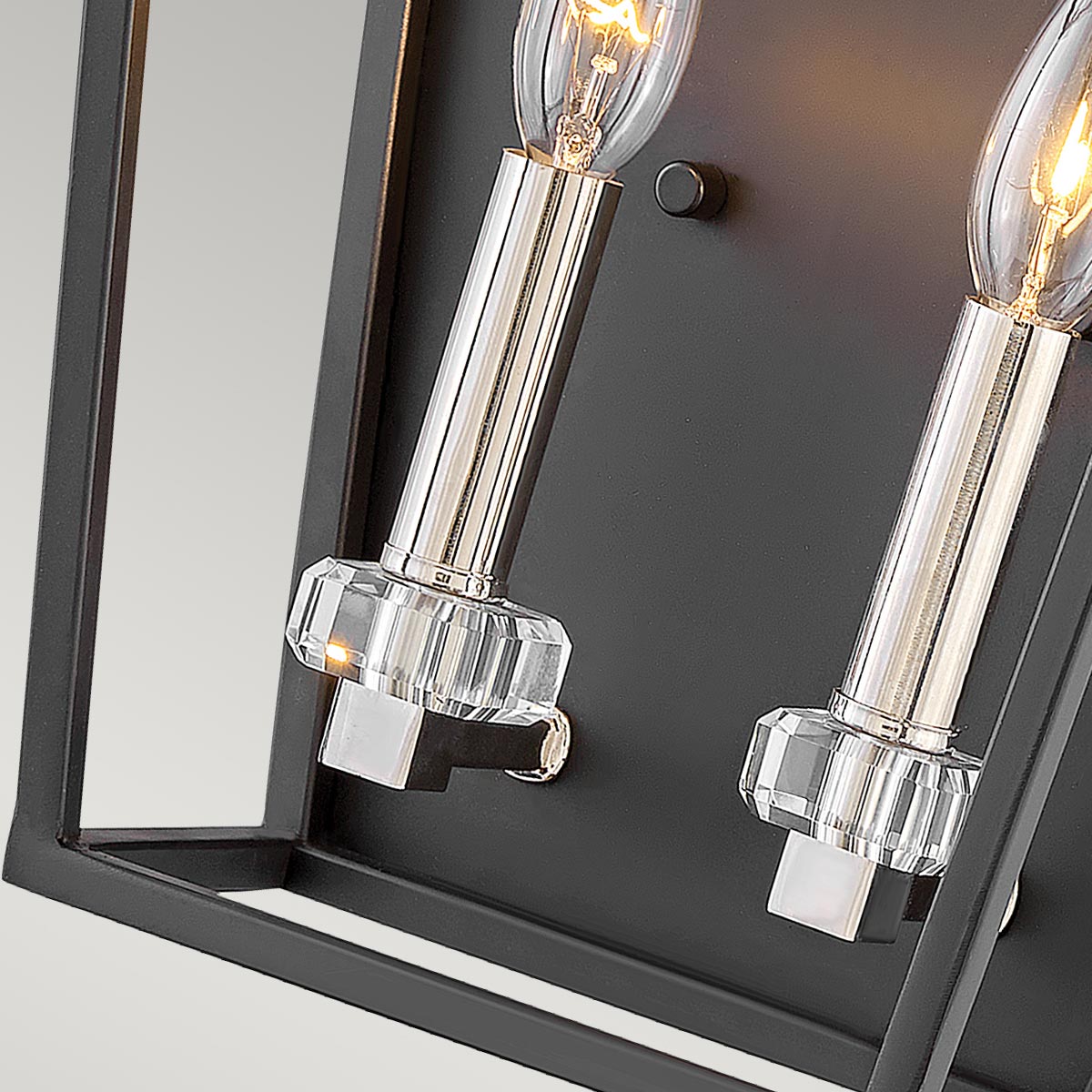 Quintiesse Stinson 2 Light Wall Light in Black with Polished Nickel