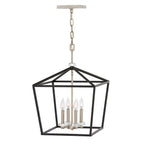 Quintiesse Stinson 4 Light Large Pendant/ Semi-Flush in Black with Polished Nickel