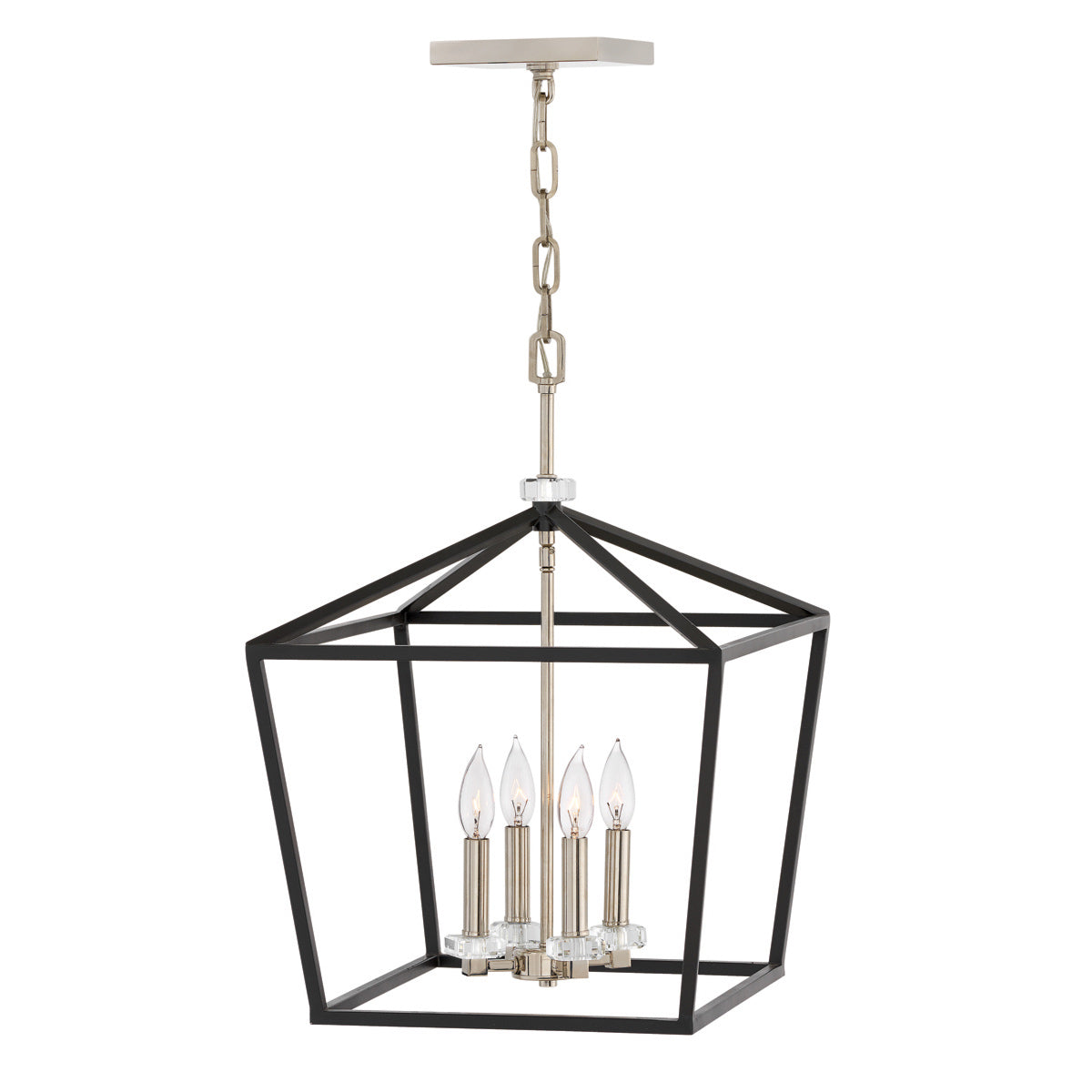 Quintiesse Stinson 4 Light Large Pendant/ Semi-Flush in Black with Polished Nickel