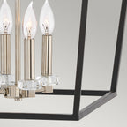 Quintiesse Stinson 4 Light Large Pendant/ Semi-Flush in Black with Polished Nickel