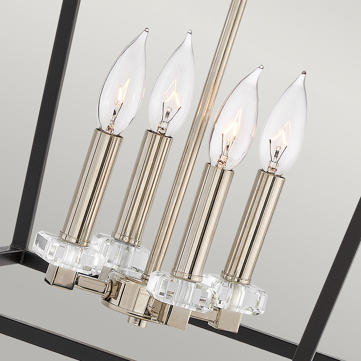 Quintiesse Stinson 4 Light Large Pendant/ Semi-Flush in Black with Polished Nickel