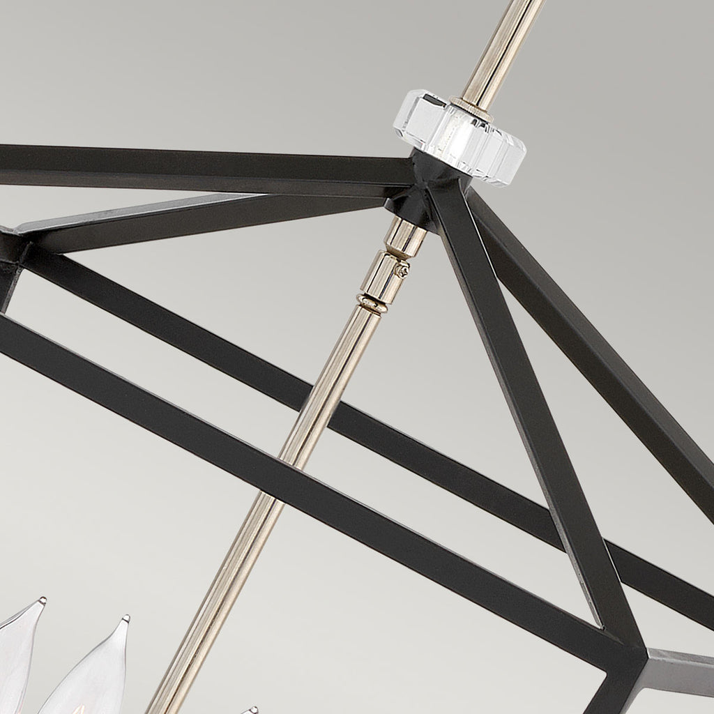 Quintiesse Stinson 4 Light Large Pendant/ Semi-Flush in Black with Polished Nickel