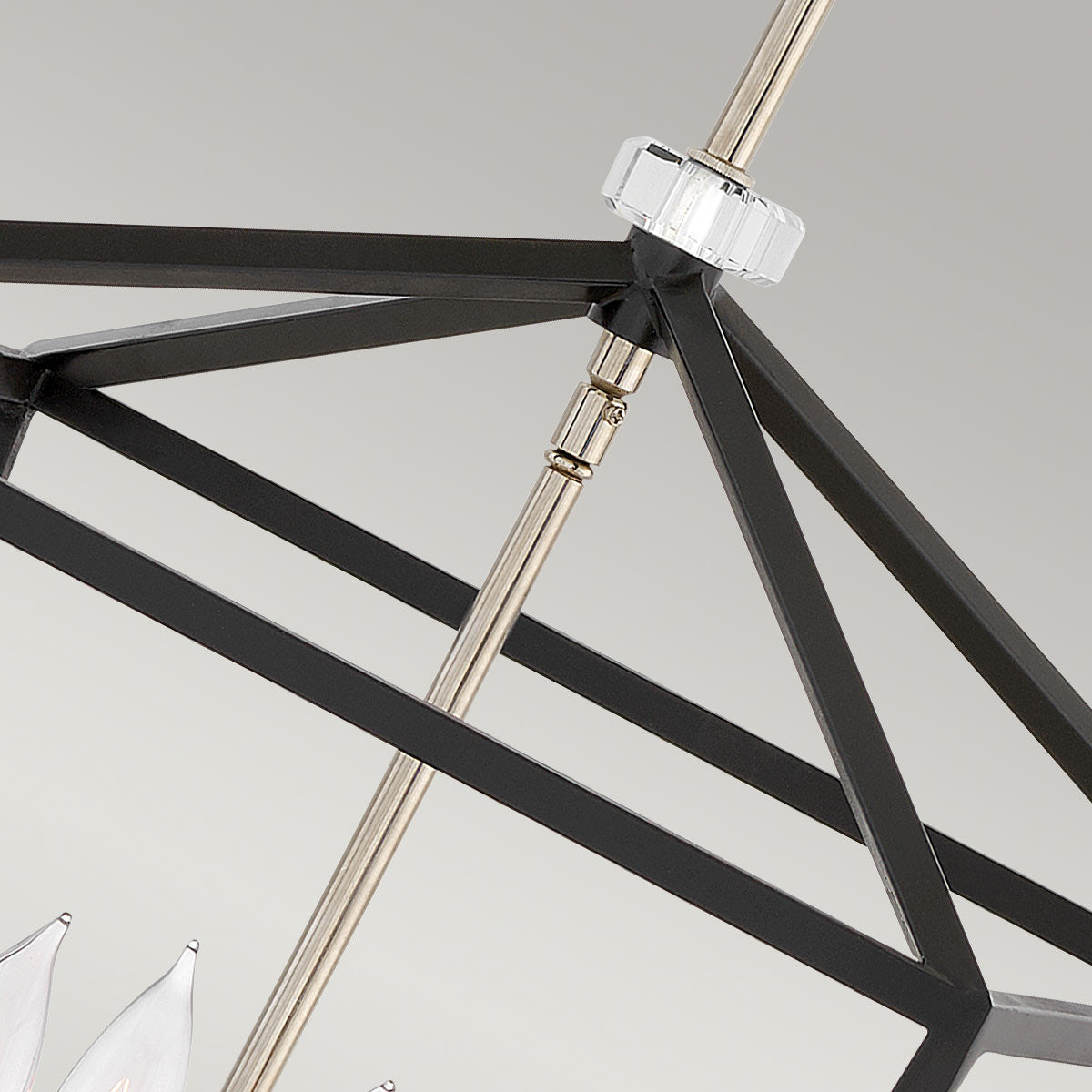Quintiesse Stinson 4 Light Large Pendant/ Semi-Flush in Black with Polished Nickel