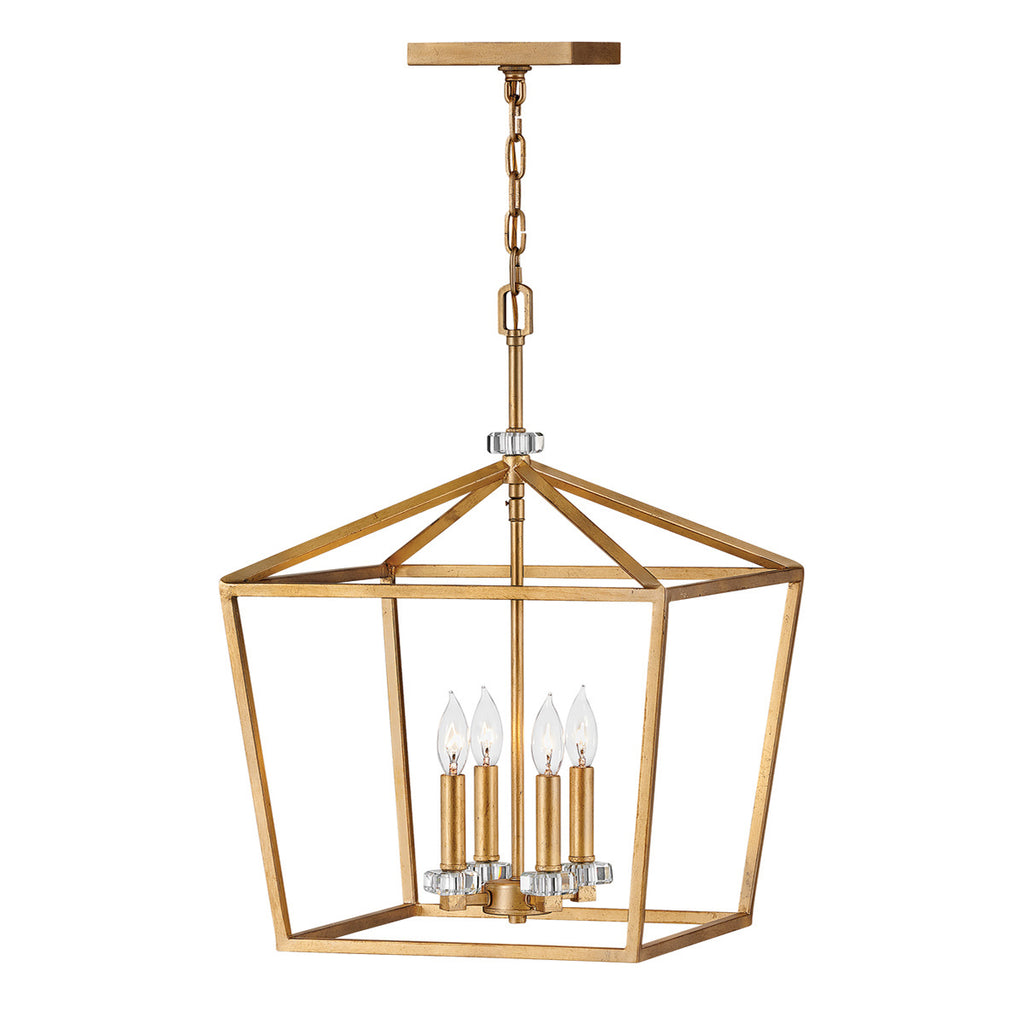 Quintiesse Stinson 4 Light Large Pendant/ Semi-Flush in Distressed Brass