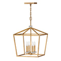Quintiesse Stinson 4 Light Large Pendant/ Semi-Flush in Distressed Brass