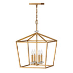Quintiesse Stinson 4 Light Large Pendant/ Semi-Flush in Distressed Brass
