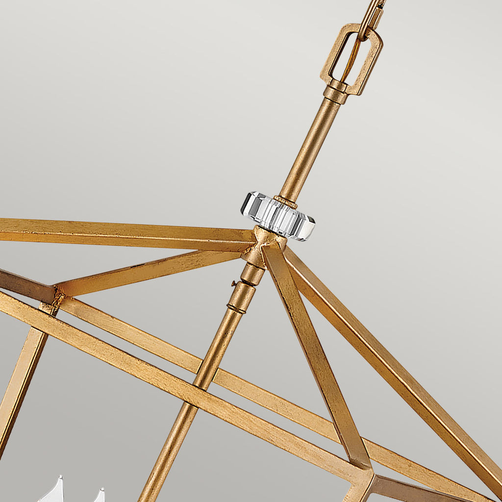 Quintiesse Stinson 4 Light Large Pendant/ Semi-Flush in Distressed Brass