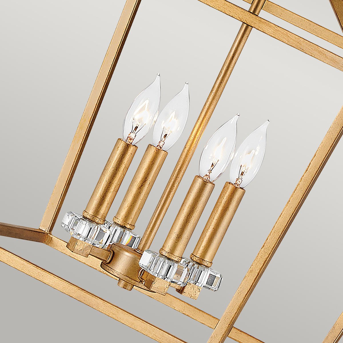 Quintiesse Stinson 4 Light Large Pendant/ Semi-Flush in Distressed Brass
