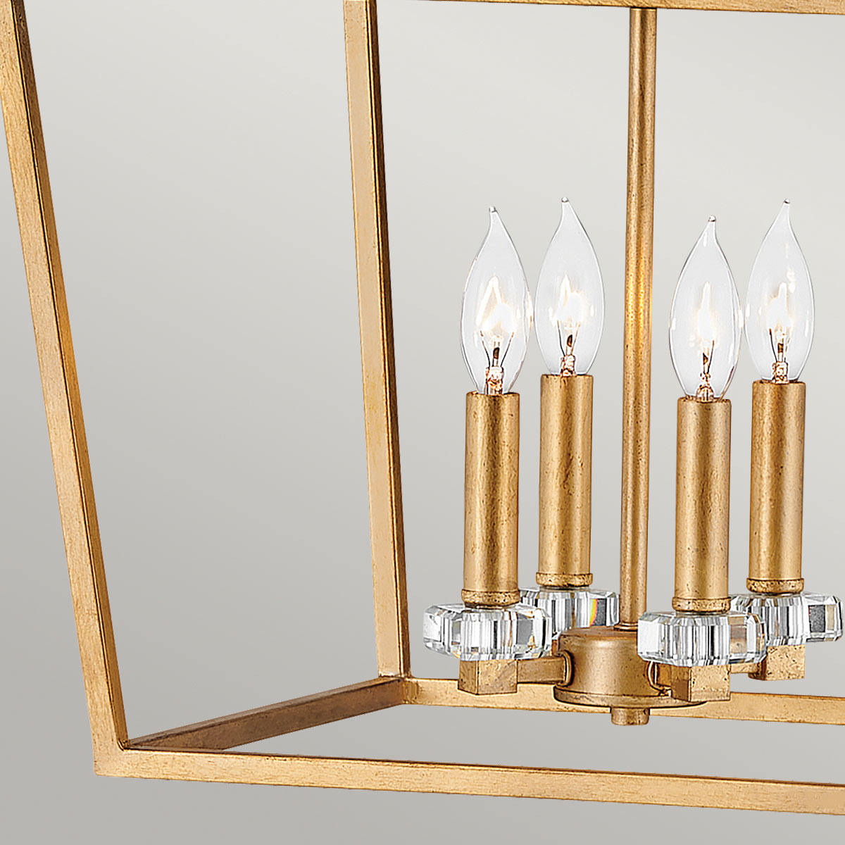 Quintiesse Stinson 4 Light Large Pendant/ Semi-Flush in Distressed Brass