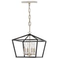 Quintiesse Stinson 4 Light Medium Pendant/ Semi-Flush in Black with Polished Nickel