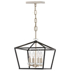 Quintiesse Stinson 4 Light Medium Pendant/ Semi-Flush in Black with Polished Nickel