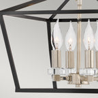 Quintiesse Stinson 4 Light Medium Pendant/ Semi-Flush in Black with Polished Nickel