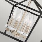 Quintiesse Stinson 4 Light Medium Pendant/ Semi-Flush in Black with Polished Nickel