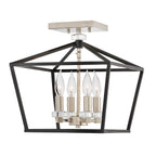 Quintiesse Stinson 4 Light Medium Pendant/ Semi-Flush in Black with Polished Nickel