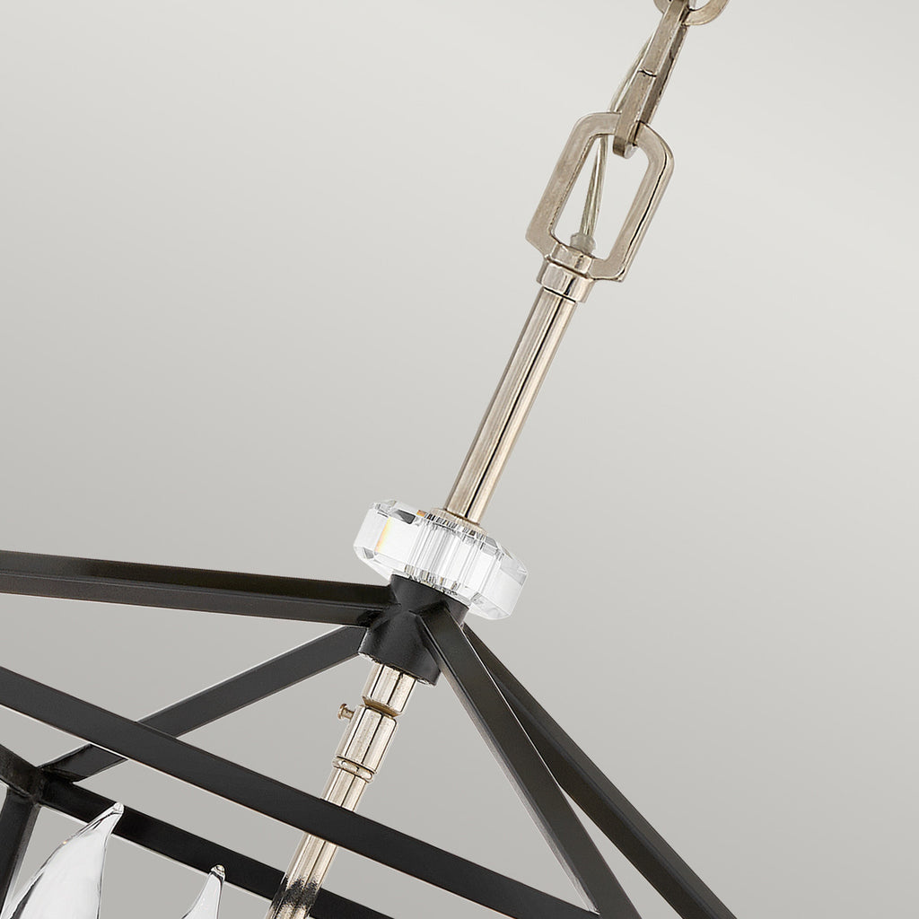 Quintiesse Stinson 4 Light Medium Pendant/ Semi-Flush in Black with Polished Nickel