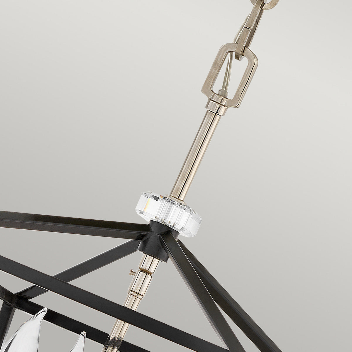 Quintiesse Stinson 4 Light Medium Pendant/ Semi-Flush in Black with Polished Nickel