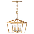 Quintiesse Stinson 4 Light Medium Pendant/ Semi-Flush in Distressed Brass