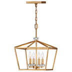 Quintiesse Stinson 4 Light Medium Pendant/ Semi-Flush in Distressed Brass