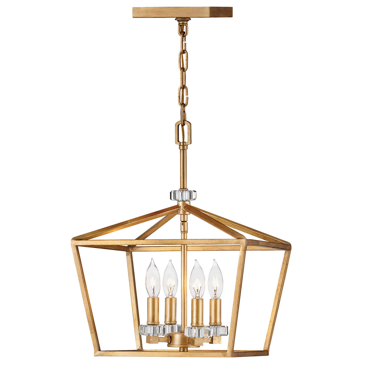 Quintiesse Stinson 4 Light Medium Pendant/ Semi-Flush in Distressed Brass
