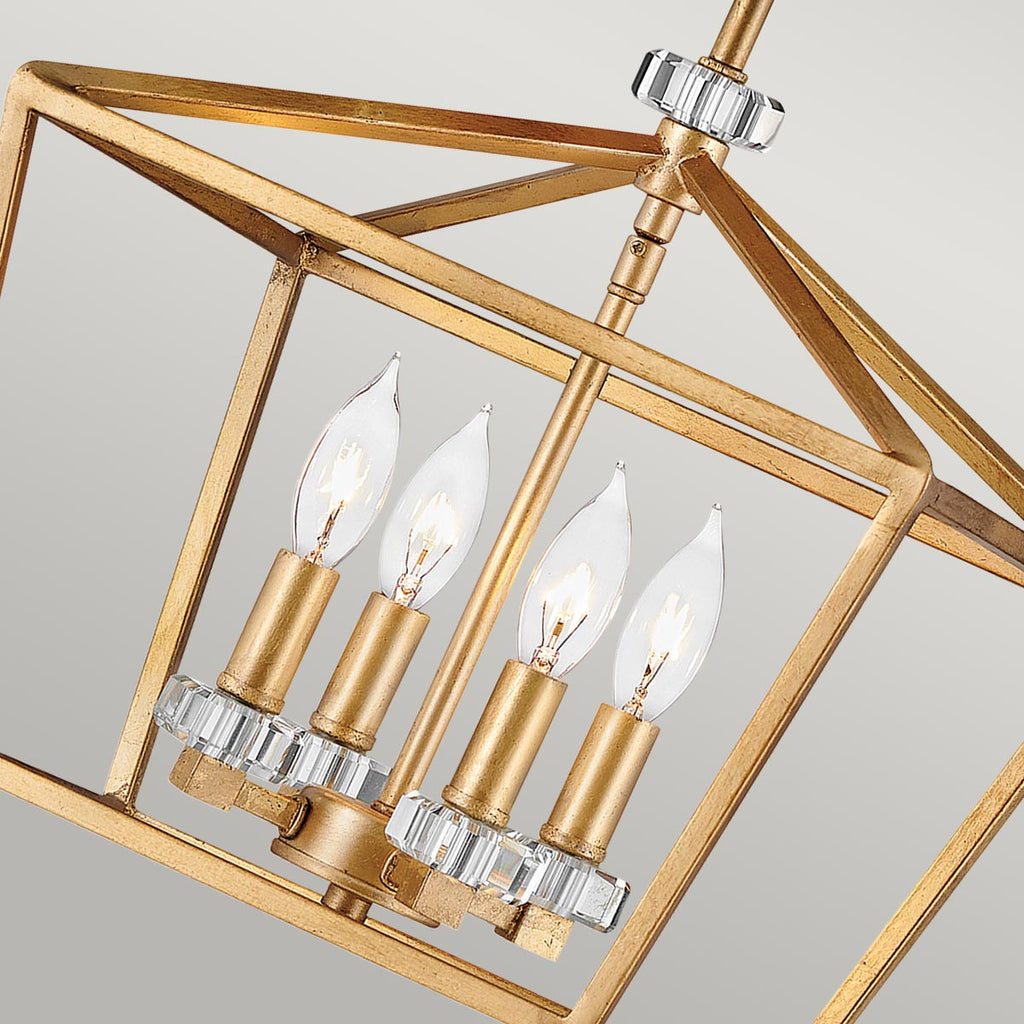 Quintiesse Stinson 4 Light Medium Pendant/ Semi-Flush in Distressed Brass