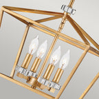 Quintiesse Stinson 4 Light Medium Pendant/ Semi-Flush in Distressed Brass