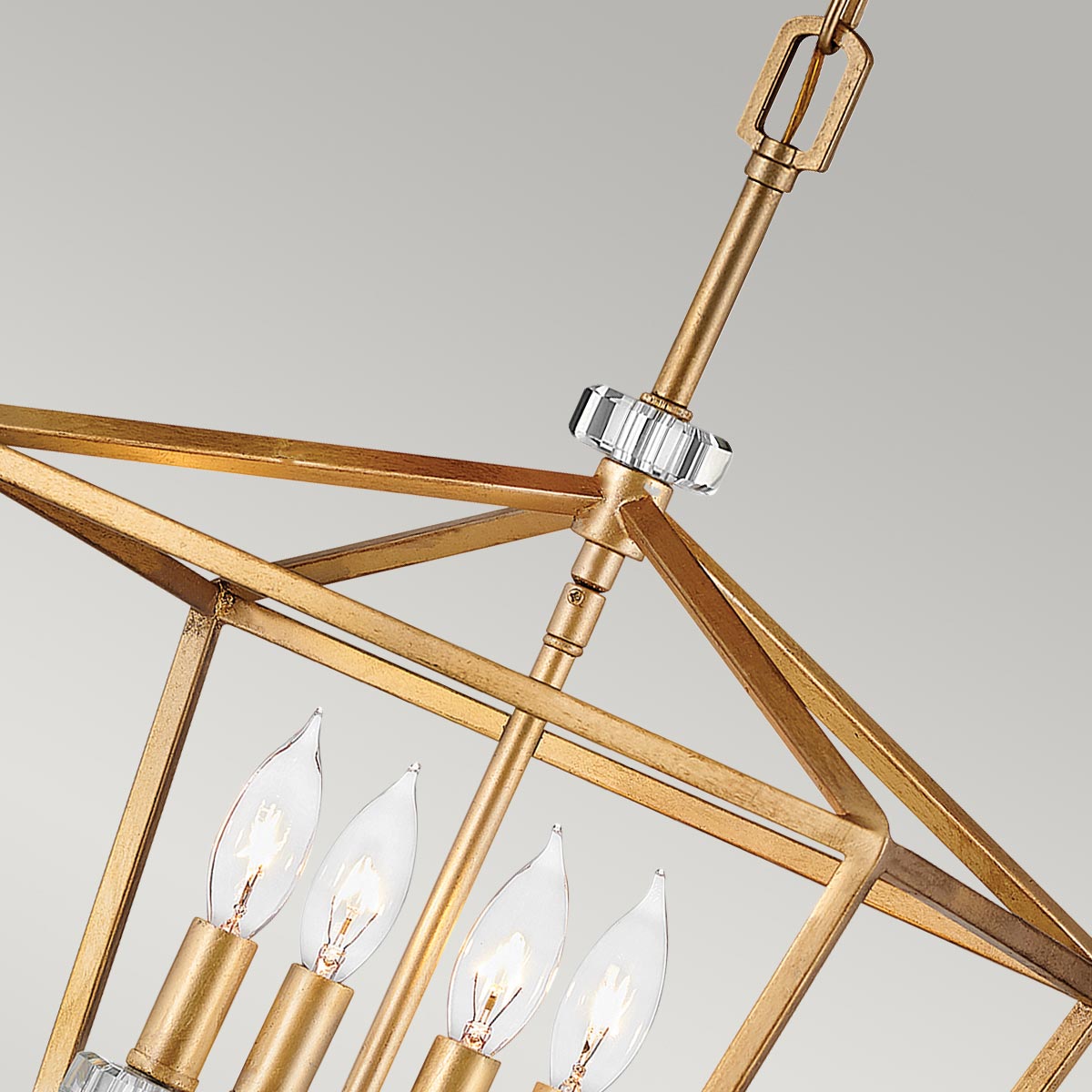 Quintiesse Stinson 4 Light Medium Pendant/ Semi-Flush in Distressed Brass