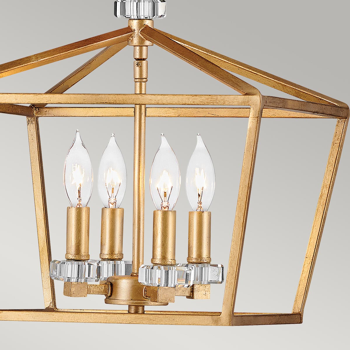 Quintiesse Stinson 4 Light Medium Pendant/ Semi-Flush in Distressed Brass