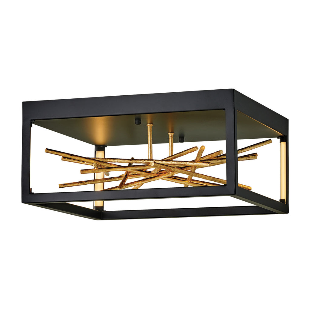 Quintiesse Styx LED Flush in Black & Gilded Gold