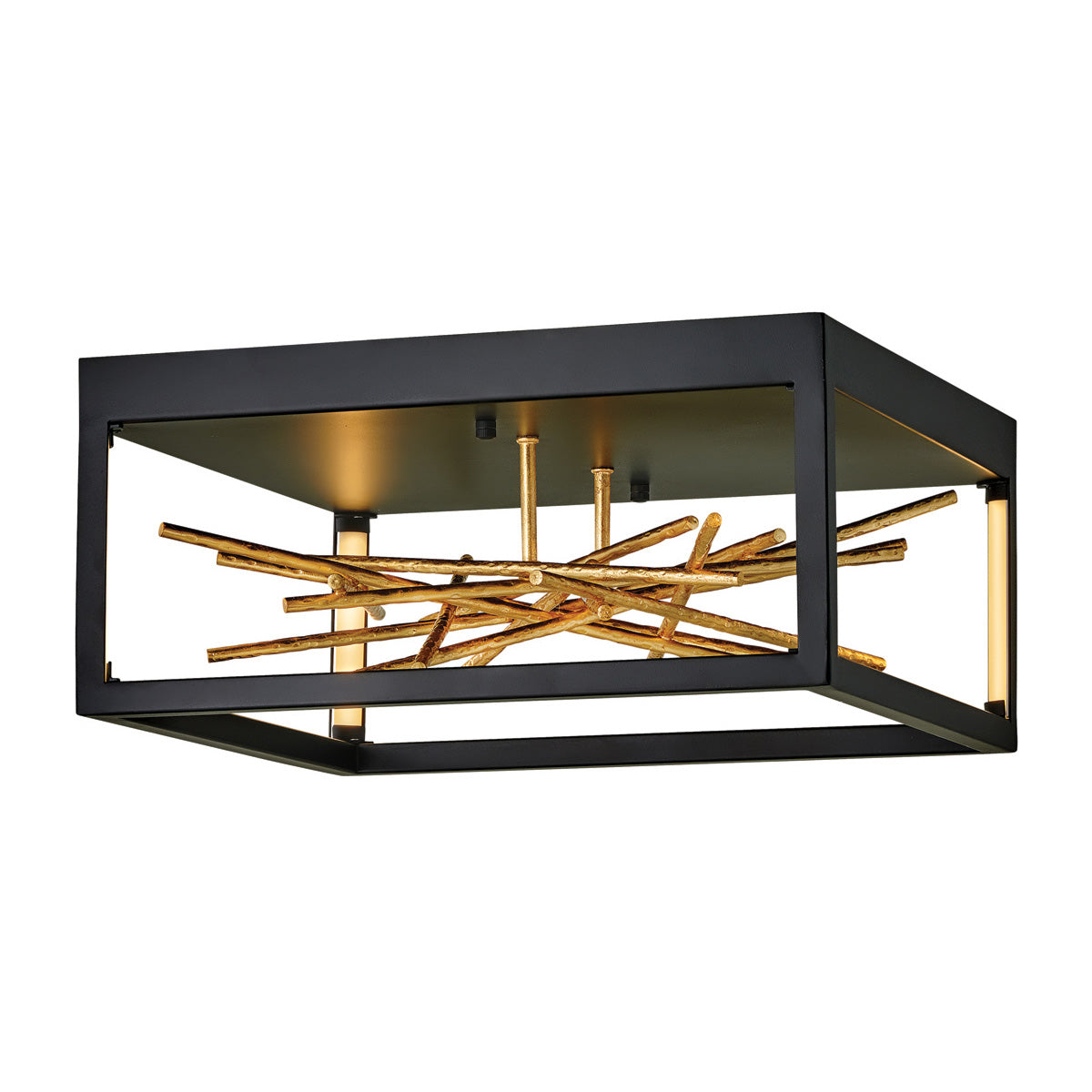 Quintiesse Styx LED Flush in Black & Gilded Gold