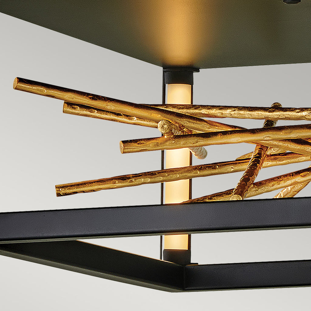 Quintiesse Styx LED Flush in Black & Gilded Gold