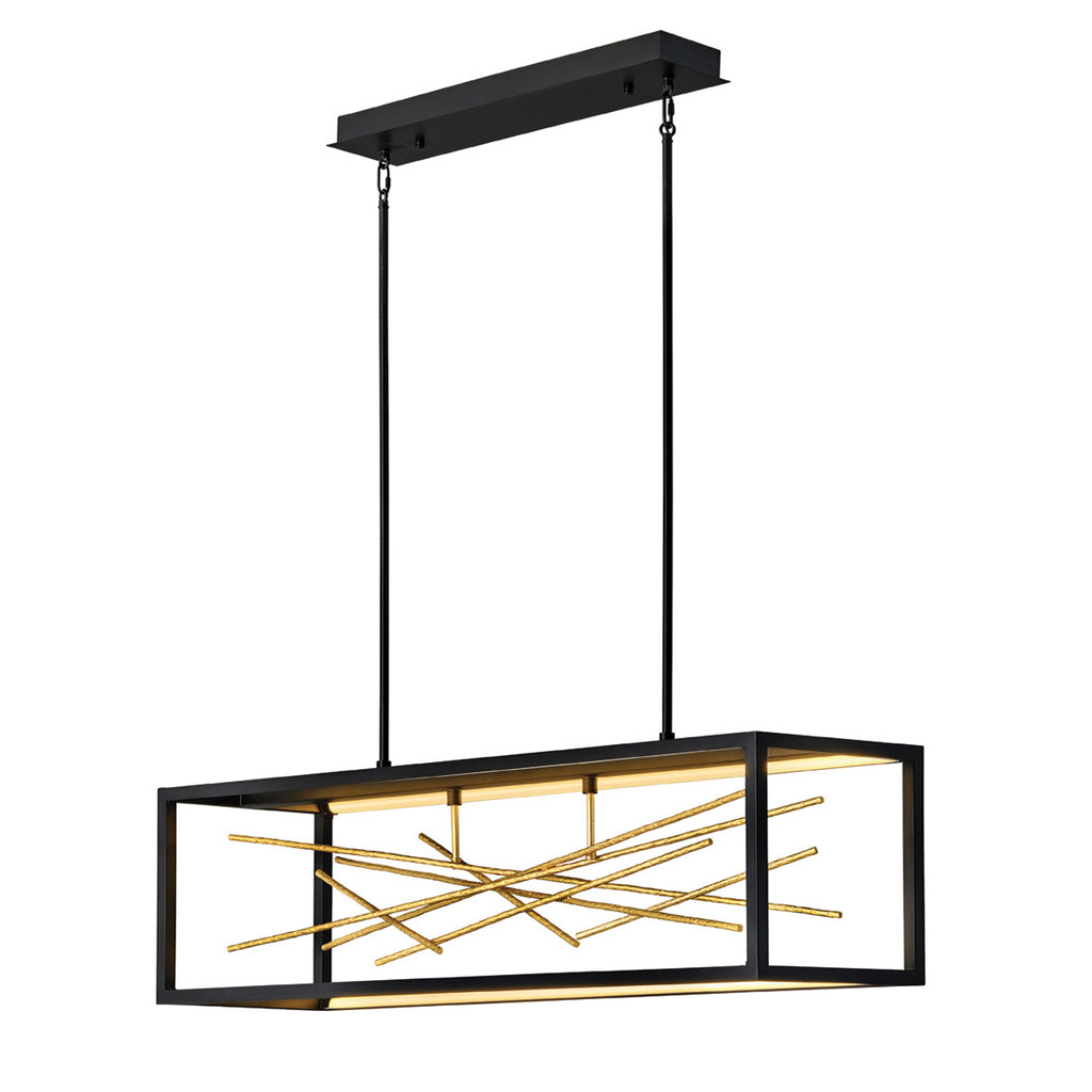 Quintiesse Styx LED Island Pendant in Black & Gilded Gold