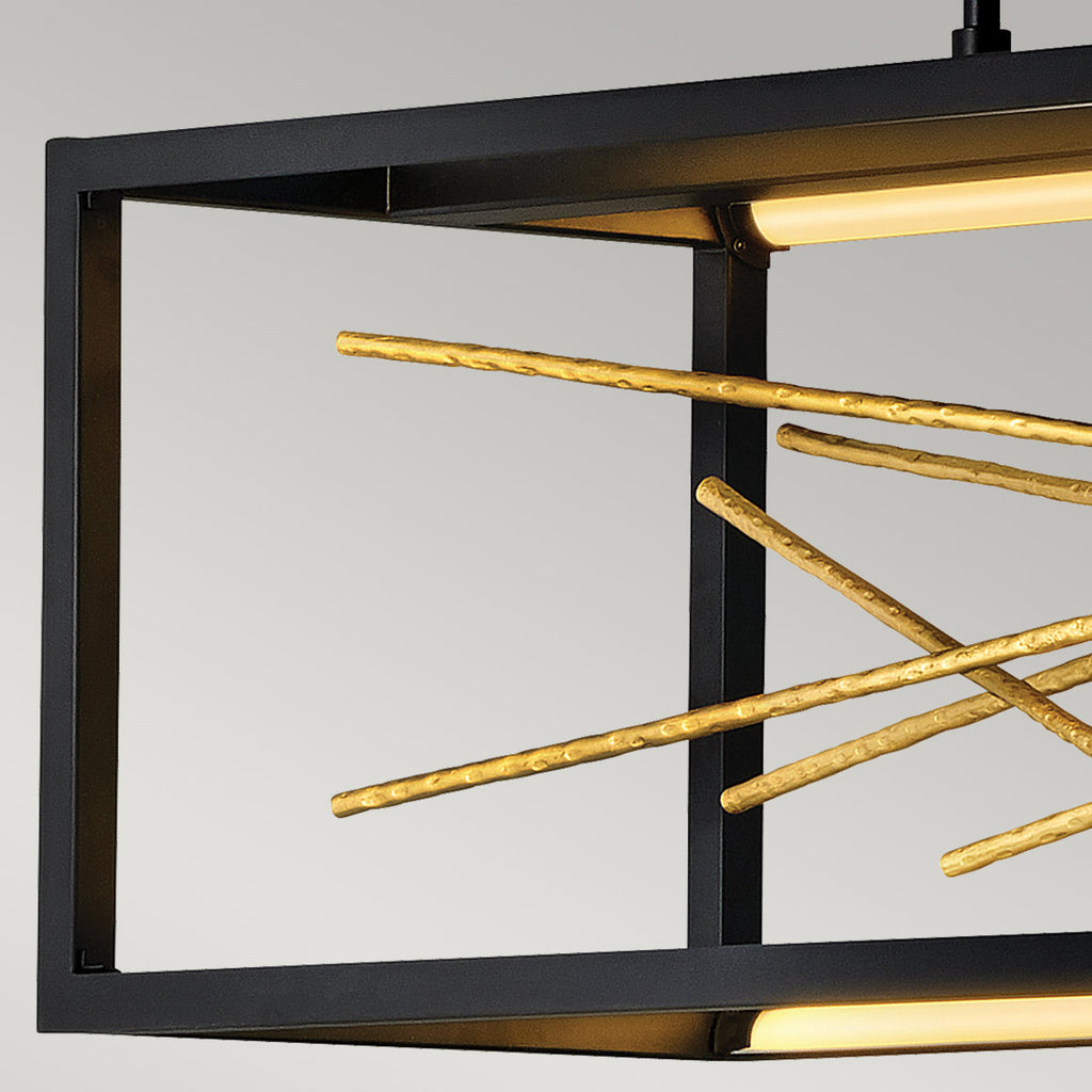 Quintiesse Styx LED Island Pendant in Black & Gilded Gold