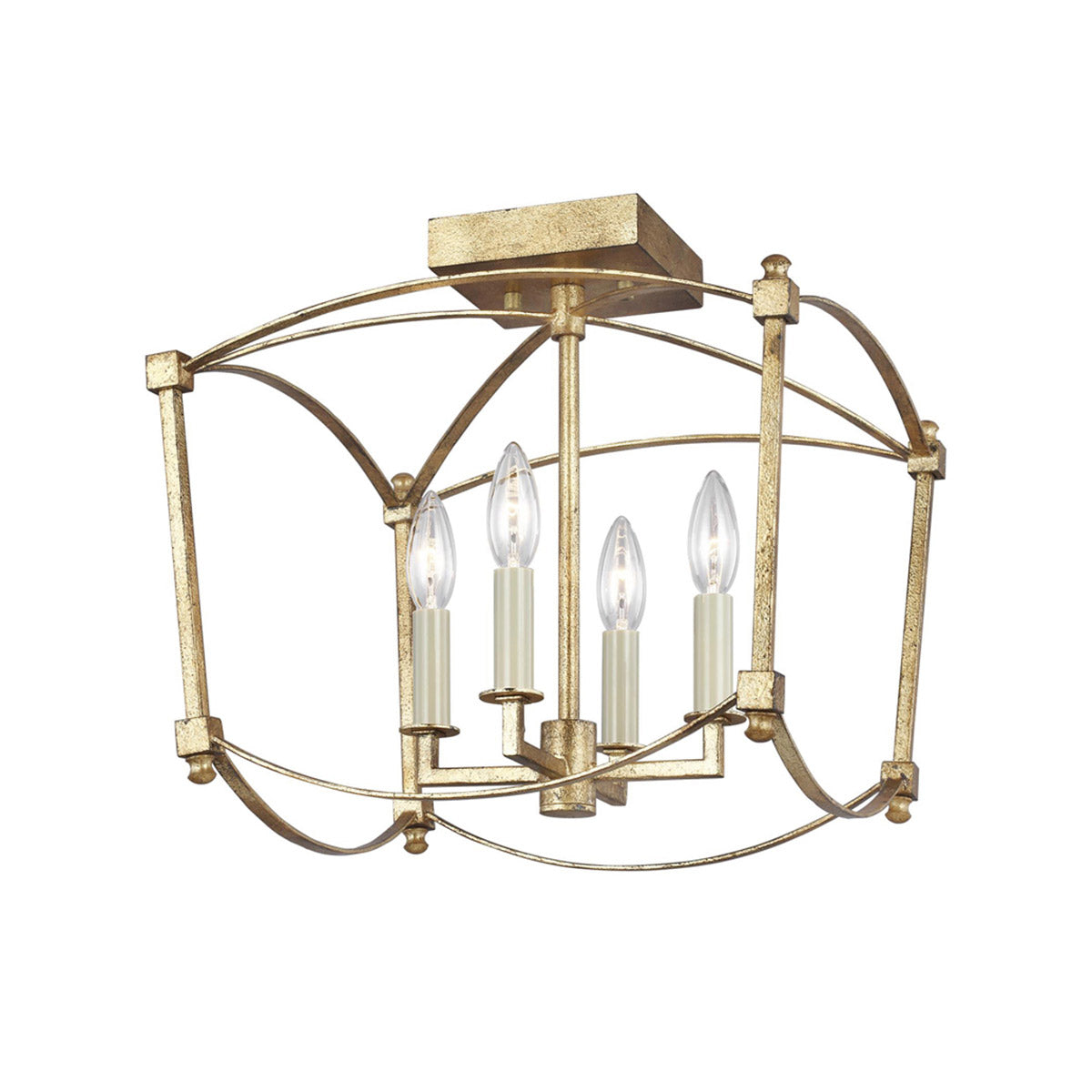 Quintiesse Thayer 4 Light Semi-Flush in Antique Gild