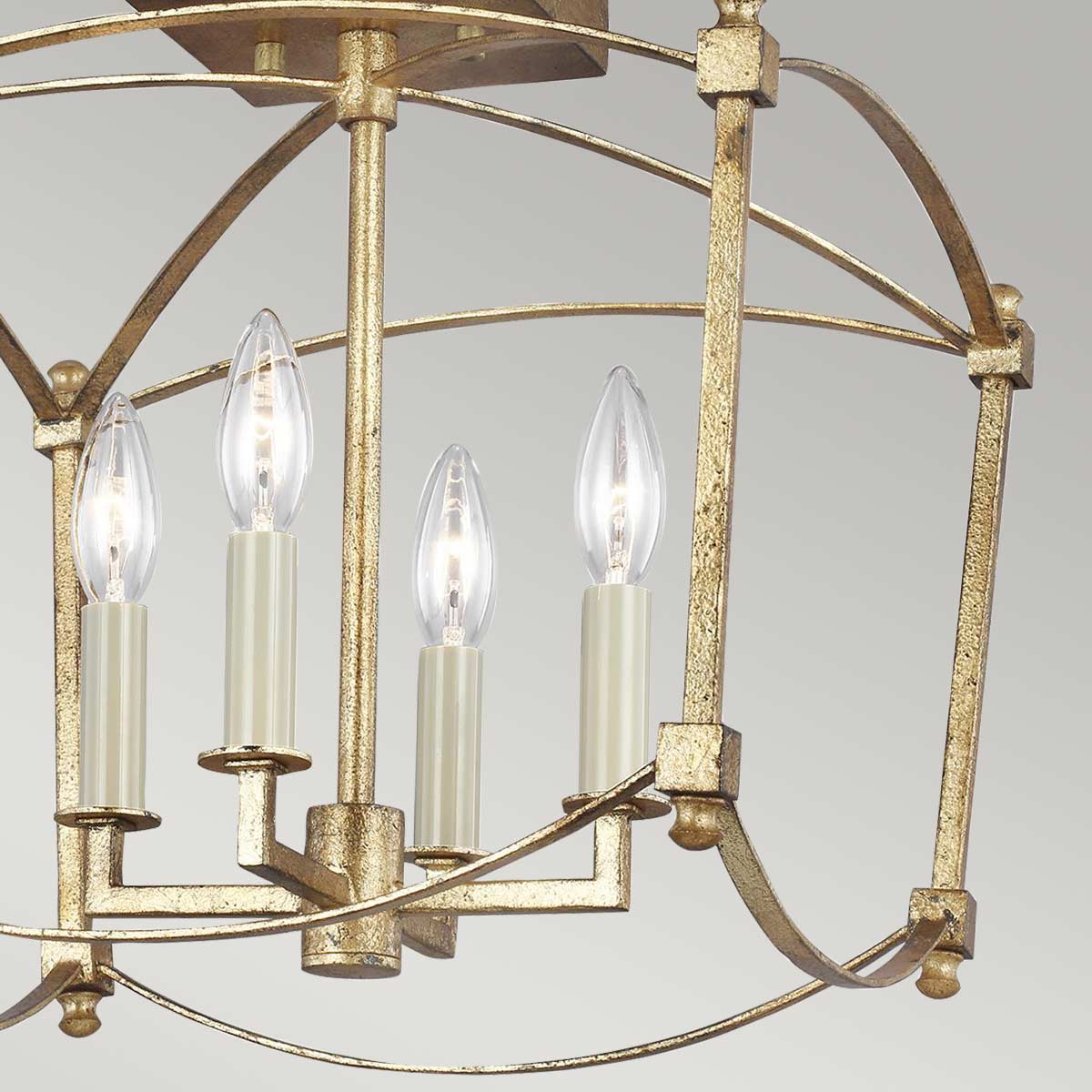 Quintiesse Thayer 4 Light Semi-Flush in Antique Gild