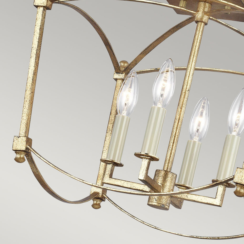 Quintiesse Thayer 4 Light Semi-Flush in Antique Gild