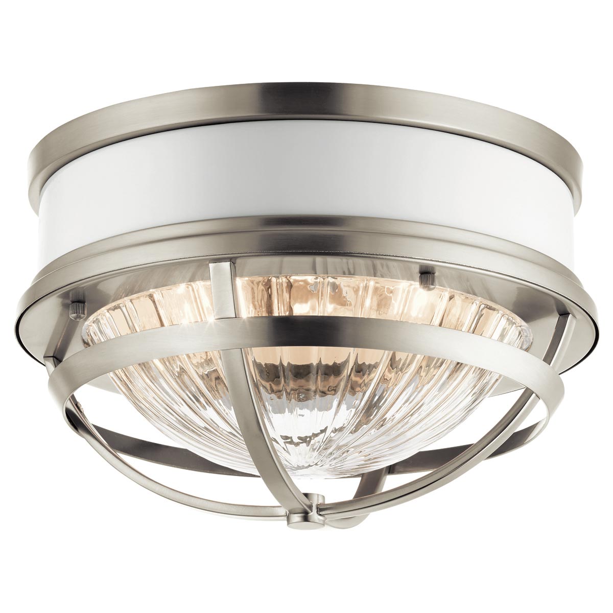 Quintiesse Tollis 2 Light Flush in Brushed Nickel & White