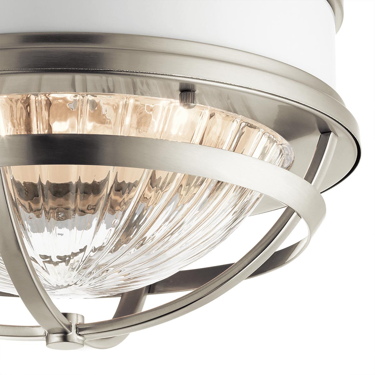 Quintiesse Tollis 2 Light Flush in Brushed Nickel & White