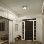 Quintiesse Tollis 2 Light Flush in Brushed Nickel & White