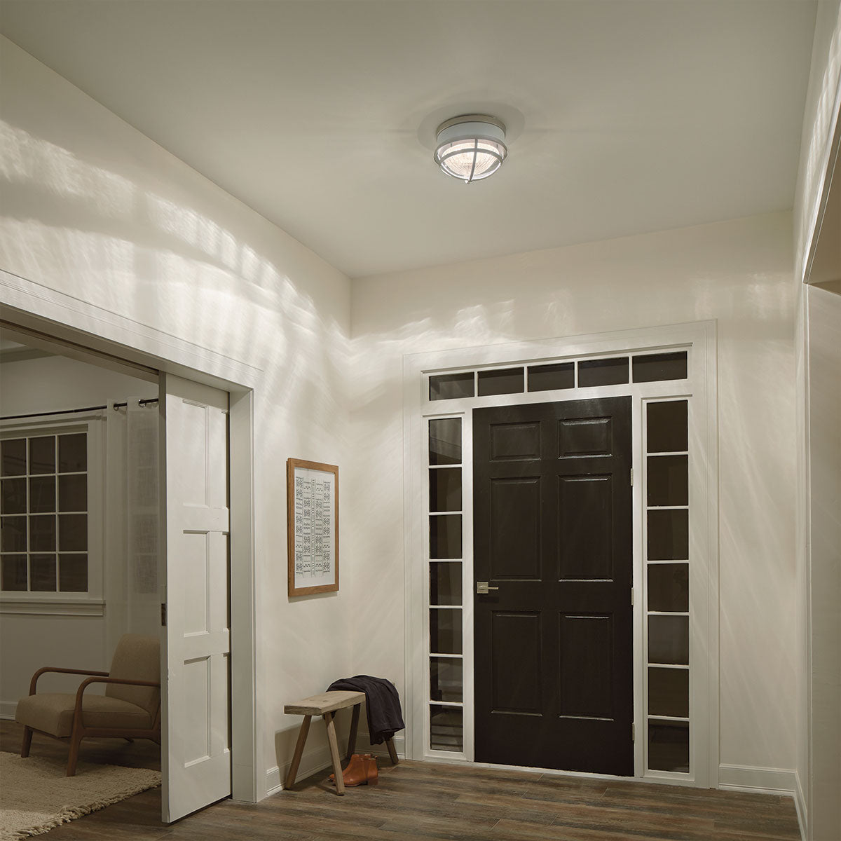 Quintiesse Tollis 2 Light Flush in Brushed Nickel & White